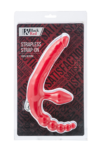 Страпон безремневой TOYFA Black&Red, красный, 35 см, Ø 3
