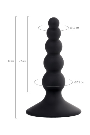Анальная втулка  TOYFA POPO Pleasure Bootes, силикон, черная, 10 см, Ø 2,5 см