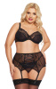 Комплект SoftLine Collection Dolores (бюстгальтер, стринги и пояс для чулок), черный, XXXL